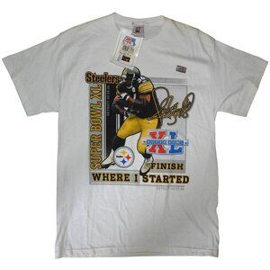 NWT Vintage 2005 Jerome Bettis Finish Where I Started Super Bowl XL Shirt Men's